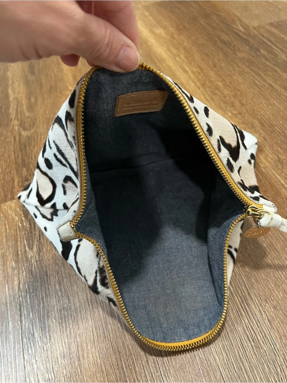 Clare V Snow Cat Hair in Foldover Clutch